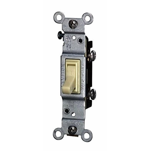Leviton Toggle Switch Single Pole Co/Alr 15 Amp Ivory Csa Boxed