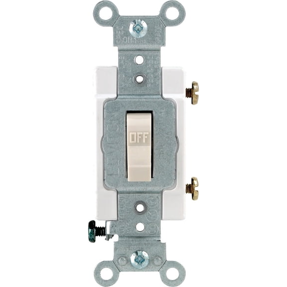 Leviton Toggle Switch Single Pole Residential 20 Amp 120 V Light Almond CSA Boxed