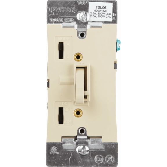 Leviton Universal Toggle Slide Dimmer Switch - Pack of 6 Indoor & Outdoor Use, NEC-Compliant