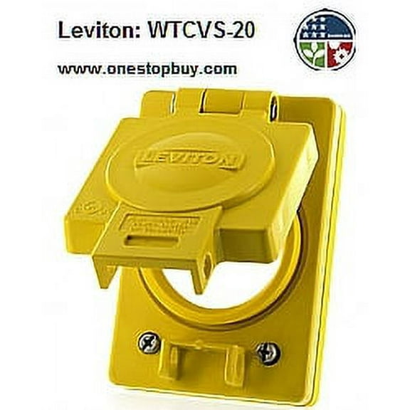 Leviton WTCVS-20 20A Locking Single Inlet and Outlet Wetguard Box Cover - Yellow