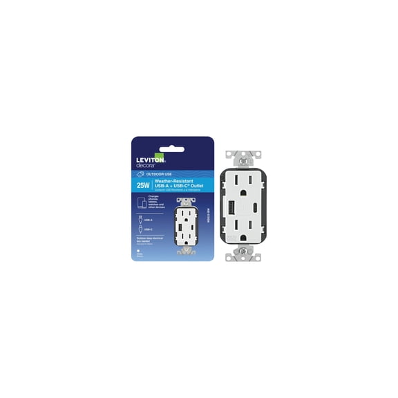 Leviton Weather Resistant USB Charging Outlet - Pack of 8