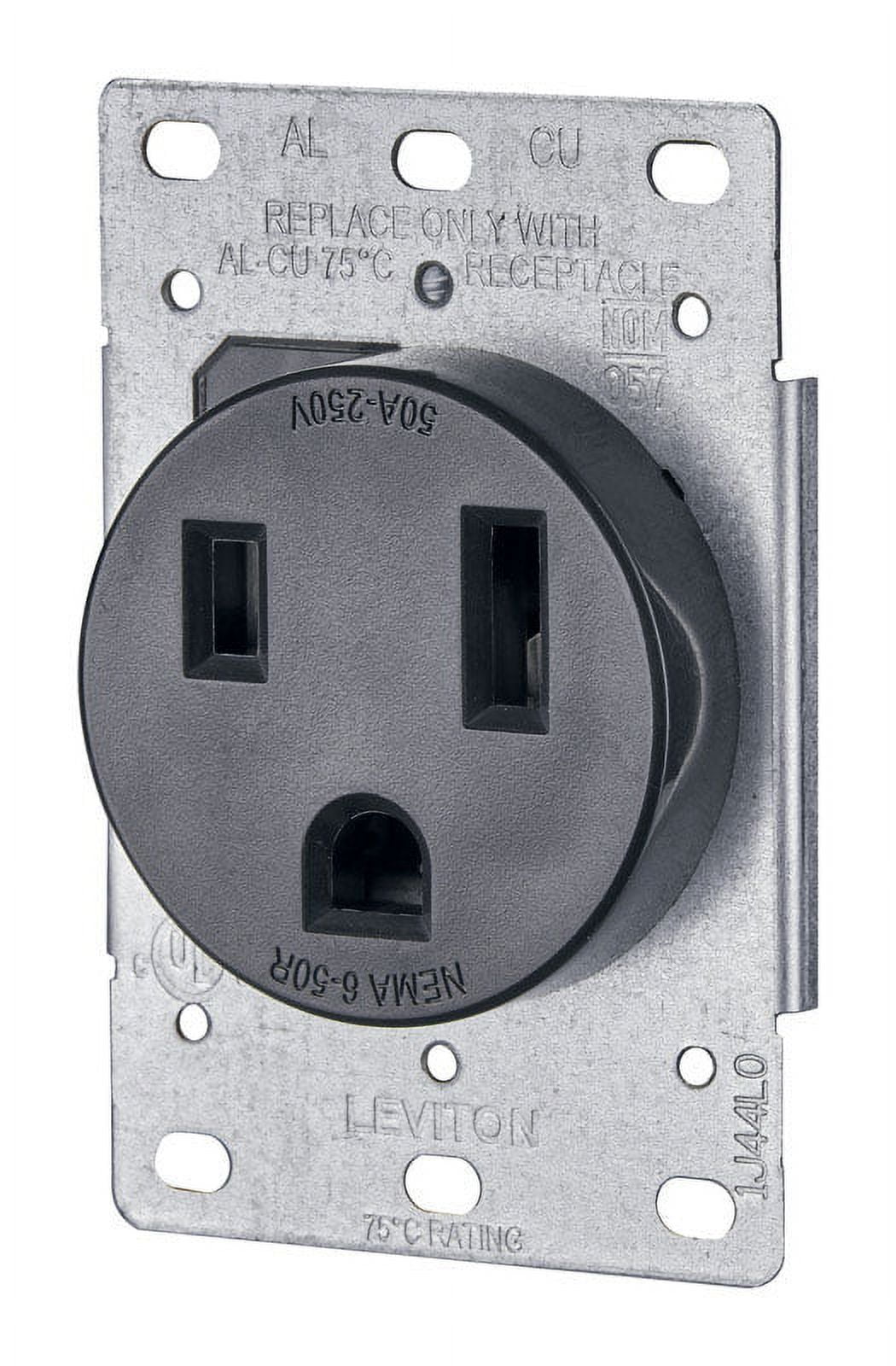 Black Industrial Grade Tamper Resistant Duplex Outlet with Wall Plate