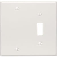 Leviton White 2-Gang Thermoset Blank and Toggle Wall Plate