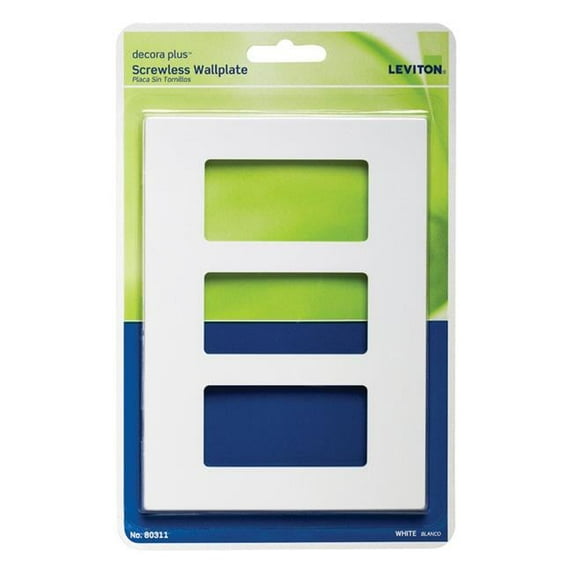 Leviton White 3 Gang Polycarbonate Rocker Screwless Wall Plate