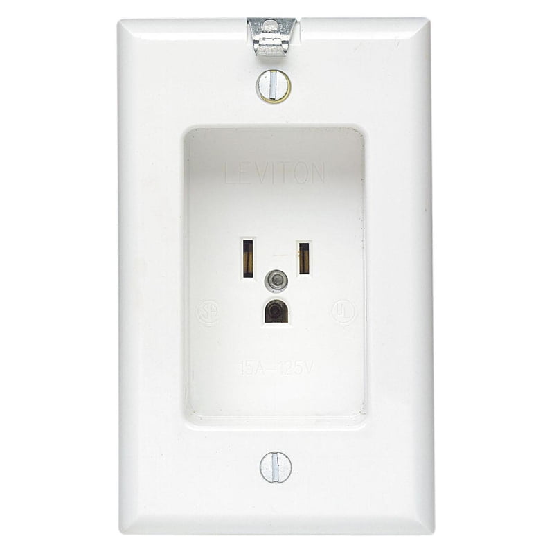 White Tamper Resistant Single Recessed Outlet with Wall Plate