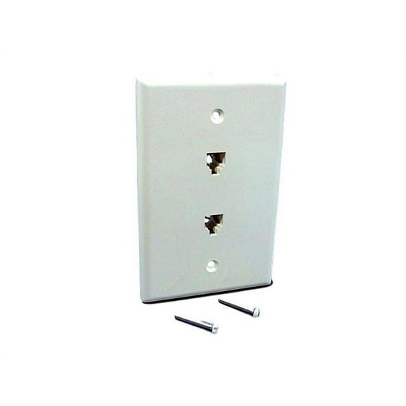 Leviton White DUPLEX Phone Jack LARGE Midway Wall Plate 6-Wire Telephone 40566-W