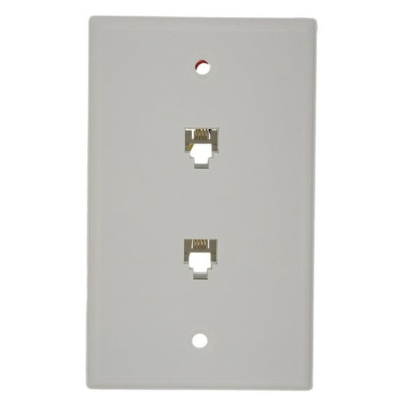 Leviton White Dual Phone Jack Wall Plate 6P4C 625B3 Duplex Telephone 40944-W