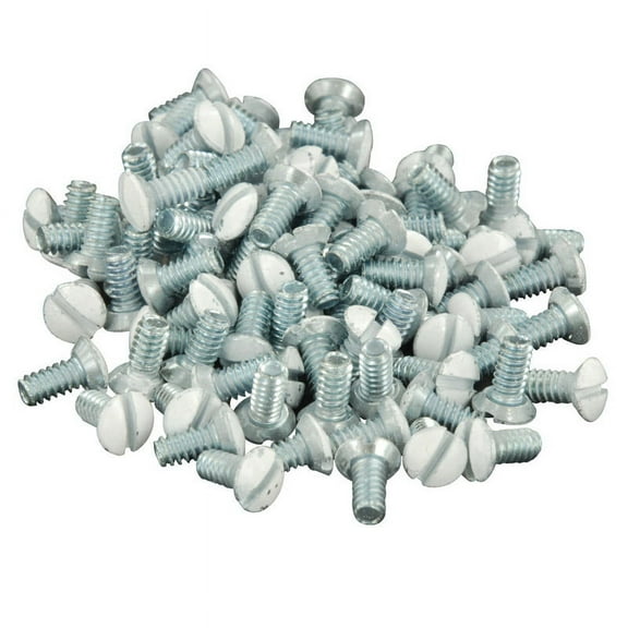 5/16" Long 6-32 Thread. Oval Head Milled Slot Replacement Wallplate Screws - White - Pack of 20