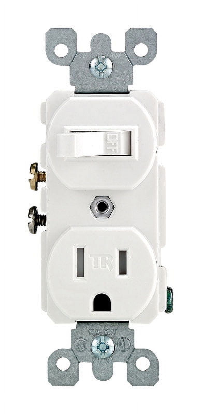 Leviton White Tamper Resistant Toggle Light Switch Outlet Receptacle 15A T5225-W