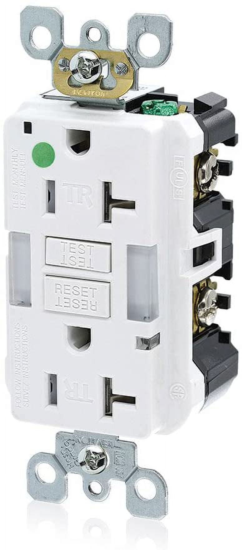 Leviton X7892-HGW Hospital Grade Guide Light Tamper-Resistant Slim GFCI Duplex Receptacle, 20-Amp, White (Old Model)