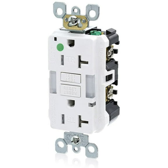 Leviton X7892-HGW Hospital Grade Guide Light Tamper-Resistant Slim GFCI Duplex Receptacle, 20-Amp, White (Old Model)