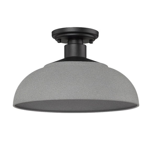 Levitt 1-Light Outdoor Semi-flush in Natural Black with Natural Gray