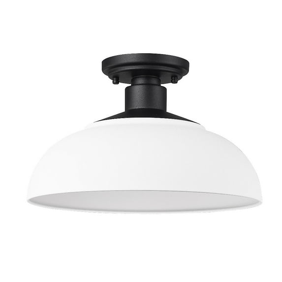 Yep by Golden Lighting Levitt 1-light Outdoor Ceiling in Natural Black and Natural White shade