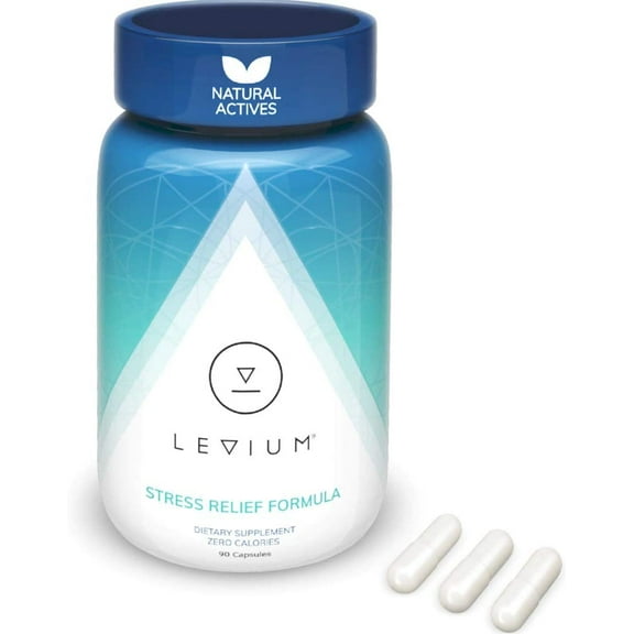 Levium Stress Relief Supplement Pills | Natural Mood Boosting Capsules, 90 Ct