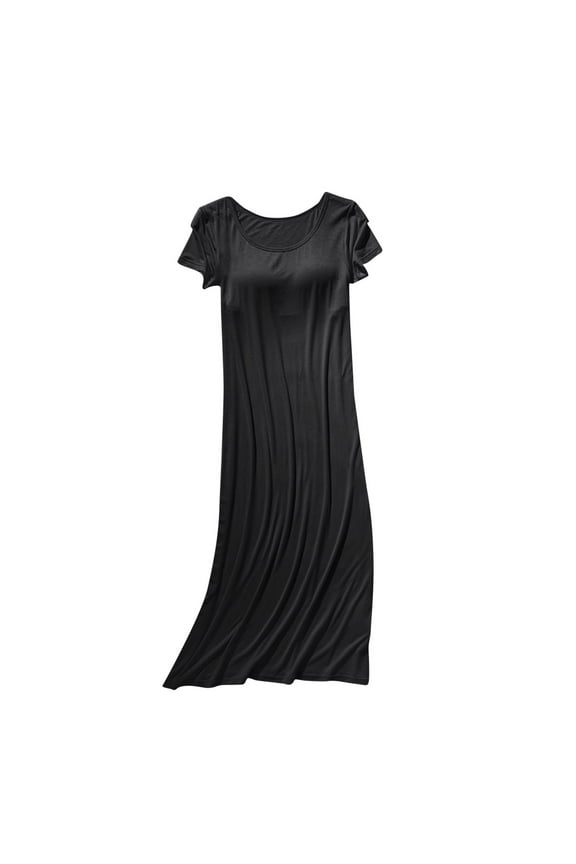 Cotton Nightgowns For Women Soft Breathable Summer Sleep Dress Short Sleeve Long-Length Comfy Plus Size Casual Homewear Moisture-Wicking Anti-Static