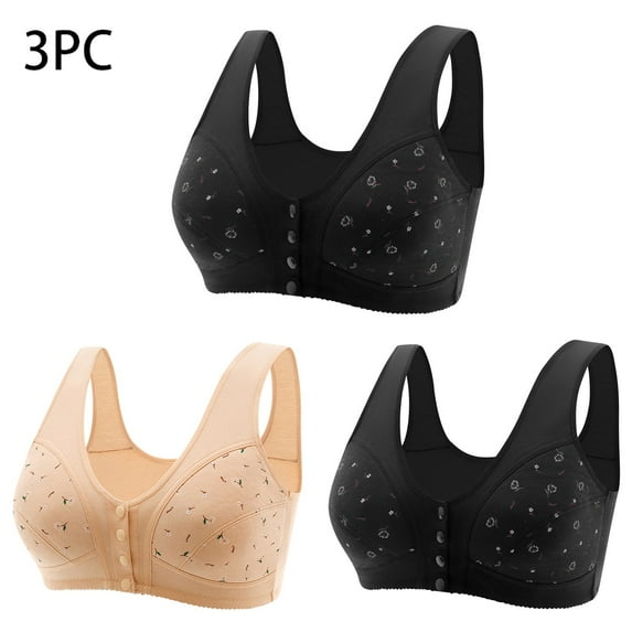 Levmjia 3 Pack Womens Plus Size Sports Bra Front Closure Bras for Women Comefortable Wireless Bras Push Up Bras Full Coverage