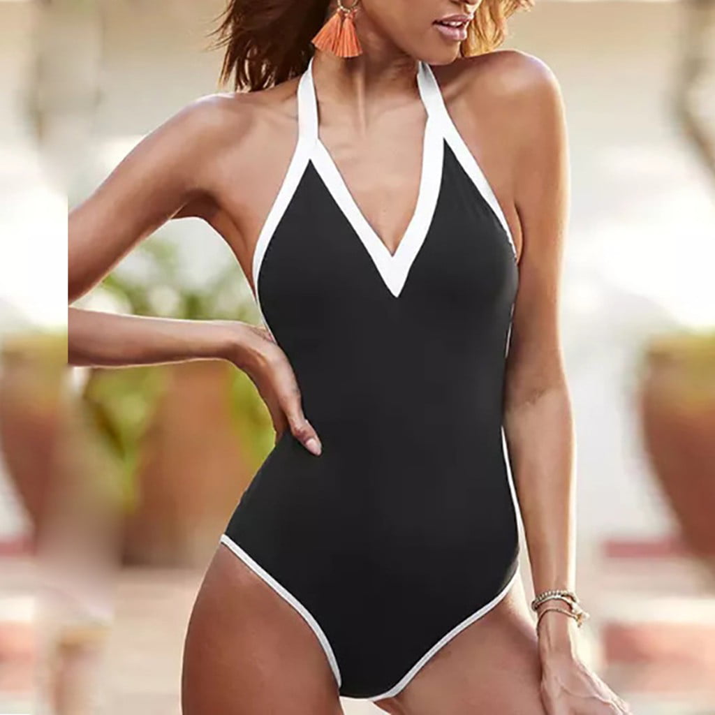 Levmjia Bikini Swimsuit for Women Plus Size Sale Womens Padded Bikini Swimming  Costume Solid One Piece Swimsuit Monokini Swimwear 