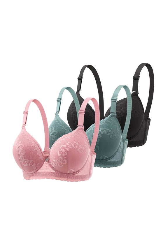 Bras For Women Comfortable Solid Color Lace With Underwire Breathable Seamless Bralette for Everyday Wear 36-46B/C Multi Colors
