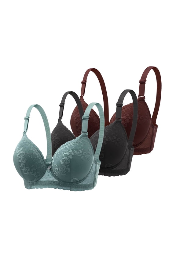 Bras For Women Comfortable Solid Color Lace With Underwire Breathable Seamless Bralette for Everyday Wear 36-46B/C Multi Colors