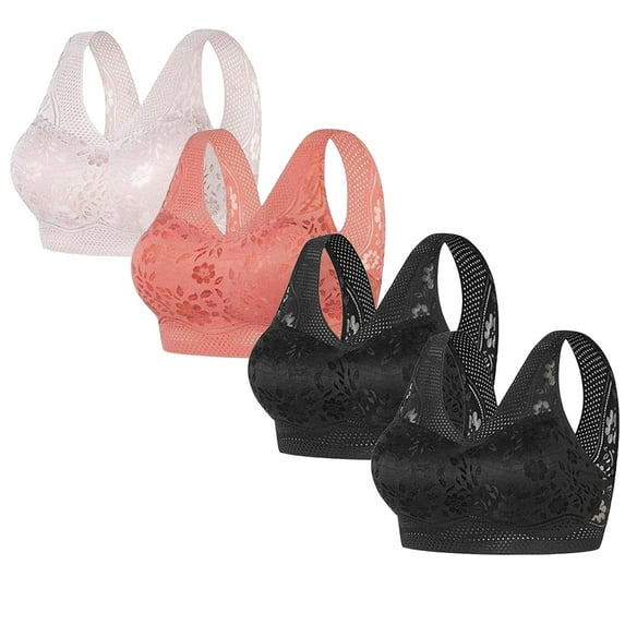 Levmjia Bras For Women No Show Wire Free Comfort 4 Pack Seamless Soft Breathable Underwire Free T Shirt for Everyday Wear Lightly Lined Multi Color Options Sizes 32 40B C D