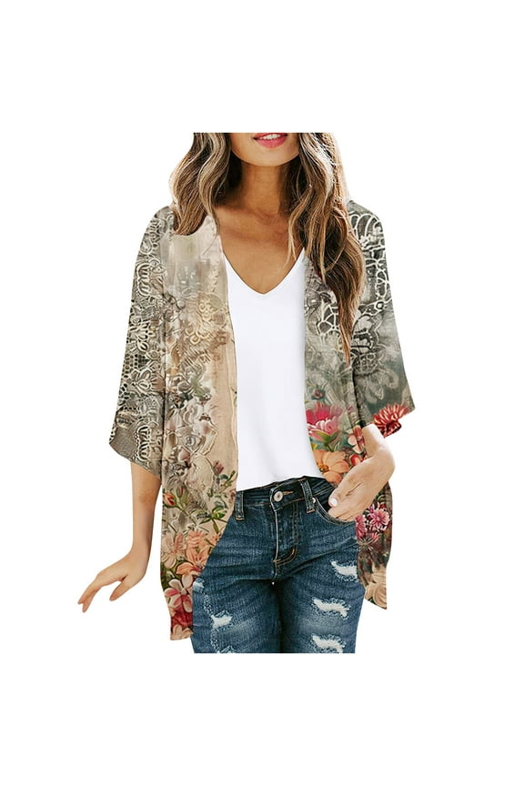 Cardigans For Women Trendy Spring Lightweight Summer Cardigan V-Neck Short Sleeve Thin Knit Sweater Casual Loose Fit Polyester Beach Cover Up Options Sale