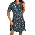 thumbnail image 1 of Levmjia Casual Dresses For Women Summer Floral Short Sleeve Round Neck Loose Fit Comfortable Cotton Vacation Beach Multi Colors Available, 1 of 5