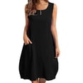 thumbnail image 1 of Levmjia Casual Dresses For Women Summer V-Neck Short Sleeve Cotton Linen Loose Fit Solid Color Pullover Vacation Beach Office Wear Multi Color Options, 1 of 7