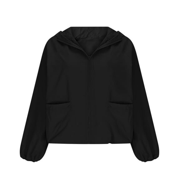 Levmjia Women Hooded Coat Lightweight Zipper With Pocket Long Sleeve Jacket Fashion Solid Color Tops Fall Winter