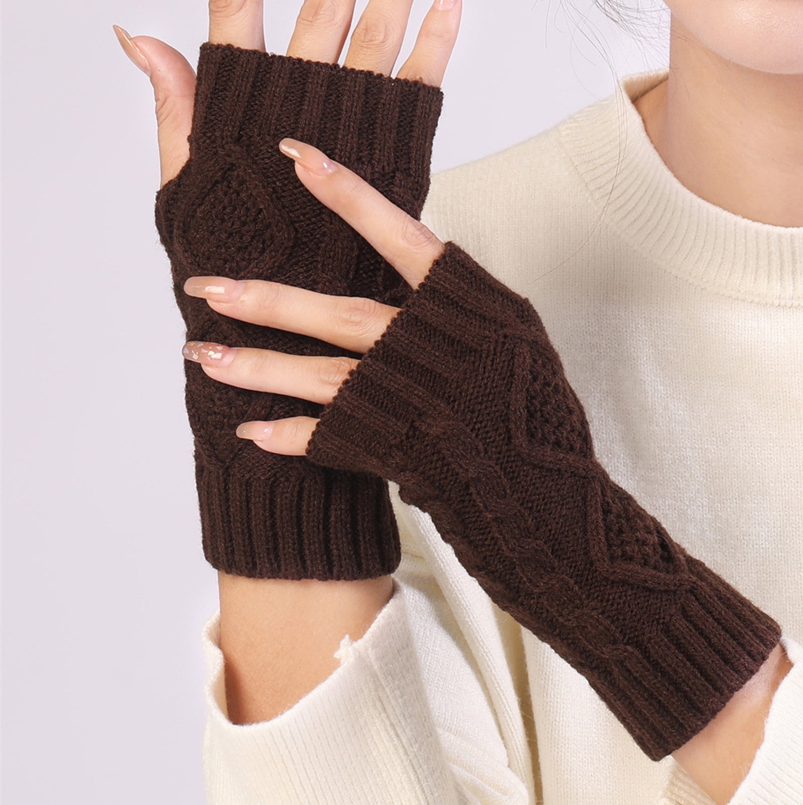 Levmjia Clearance Gloves Women's Winter Fingerless Thermal Gloves