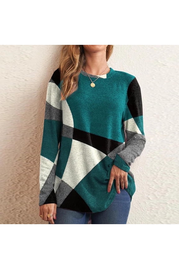 Promotion Fall Winter Women Long Sleeves Fashion Casual Shirts Christmas Printing Round Neck Sweatshirt Crewneck Pullover Tunic Tops