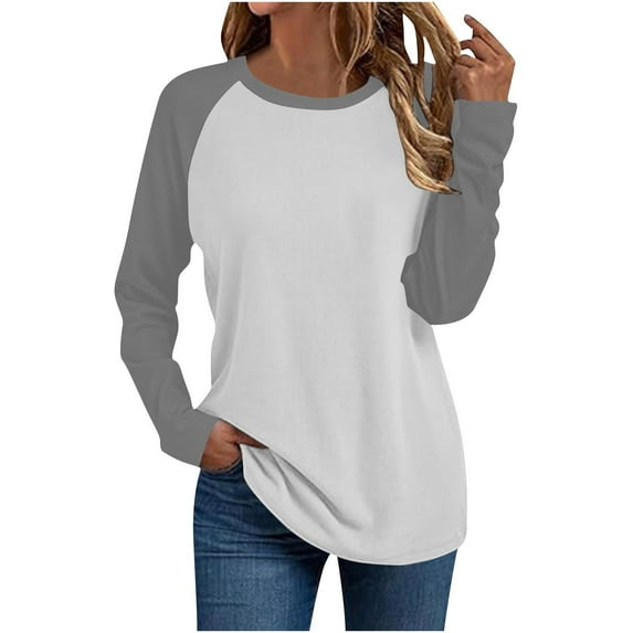 Levmjia Promotion Fall Winter Women Long Sleeves Fashion Casual Shirts Solid Color Round Neck Sweatshirt Crewneck Pullover Tunic Tops