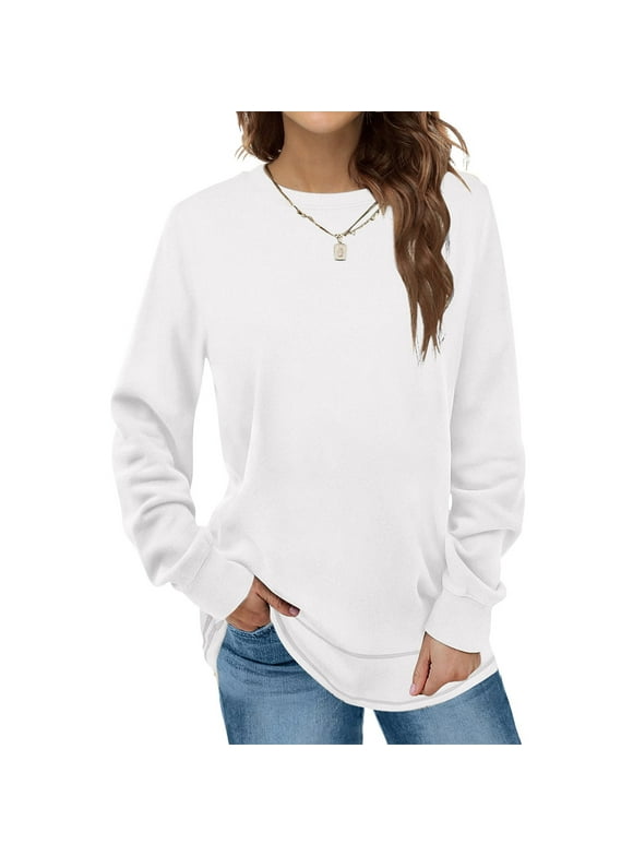 Levmjia Clearance Promotion Fall Winter Women Long Sleeves Fashion Casual Shirts Christmas Printing Round Neck Sweatshirt Crewneck Pullover Tunic Tops