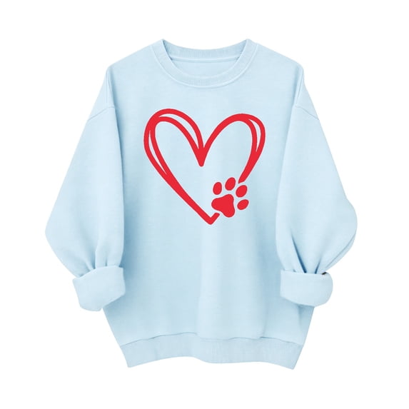 Levmjia Women Sweatshirt Fashion Valentine Printed Tunic Tops Long Sleeves Casual Shirts Round Neck Crewneck Pullover Dating Vacation Fall Winter