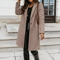 thumbnail image 1 of Levmjia Women Coat Fall Winter Autunm And Winter Women Casual Tops Jacket Long Sleeve Suit Collar Waist Strap Solid Cardigan Buttons Woolen Coat Windbreaker, 1 of 8