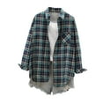thumbnail image 1 of Levmjia Women Coat Fashion Solid Color Leisure Plaid Button Lapel Cardigan Pocket Long Sleeve Coat Hoodless Long Sleeve Coat Tops Fall Winter, 1 of 4
