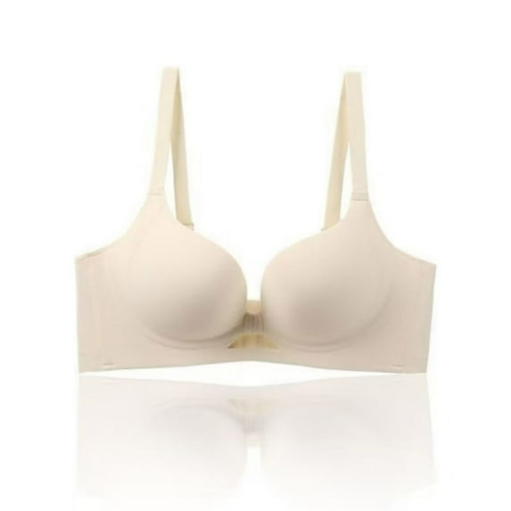 Levmjia Comfortable Bra Front Closure Bras for Women Wireless Plus Size Soft Nylon Supportive Everyday Wear 32-40B/C/D Black Beige 2 Pack