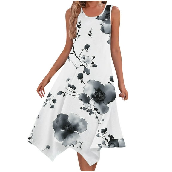 Levmjia Cotton Dresses For Women 2025 Summer Sleeveless Round Neck Casual Flowy Polyester Floral SunBeach Vacation Multi Color Option