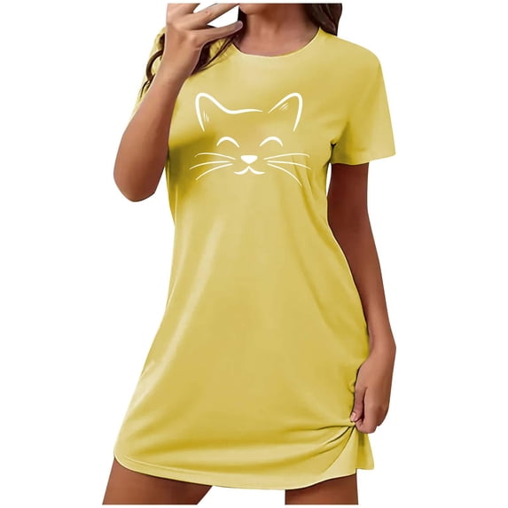 Levmjia Cotton Nightgowns For Women Sleepwear Short Sleeve Soft Oversized Comfortable Sleep Dress Summer Loungewear Casual Home Wear Floral Print Relaxing Nightdress