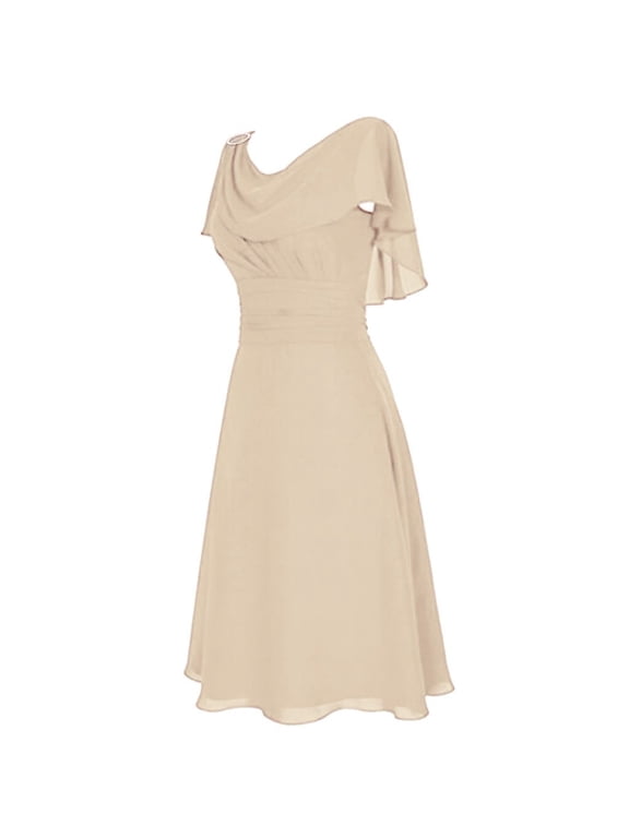 Dress For Women Wedding Bridesmaid Party Prom Gown One Shoulder Chiffon Elegant Lace Dress Solid Color