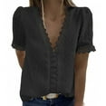 thumbnail image 1 of Levmjia Fashion Women's Plus Size Tops Women Fashion Lace Short Sleeve Casual T-shirt V-neck Solid Color Top, 1 of 3
