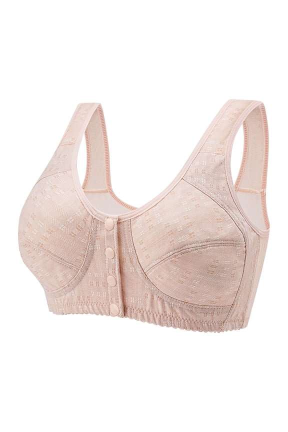 Front Close Bras For Women Wireless Comfort Bras Seamless Cotton Adjustable Front Closure Sleep-Friendly Home Leisure Black Nude Sizes 32-40 B/C/D 1-Pack