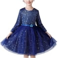 thumbnail image 1 of Levmjia Girls Dress 4 - 15 Years, Long Sleeve Tulle Skirt Dress, Star Print Glitter Dress, Kids Performance Costume, Girls Party Dress, Elastic Waist Dress for to Tween, 1 of 8