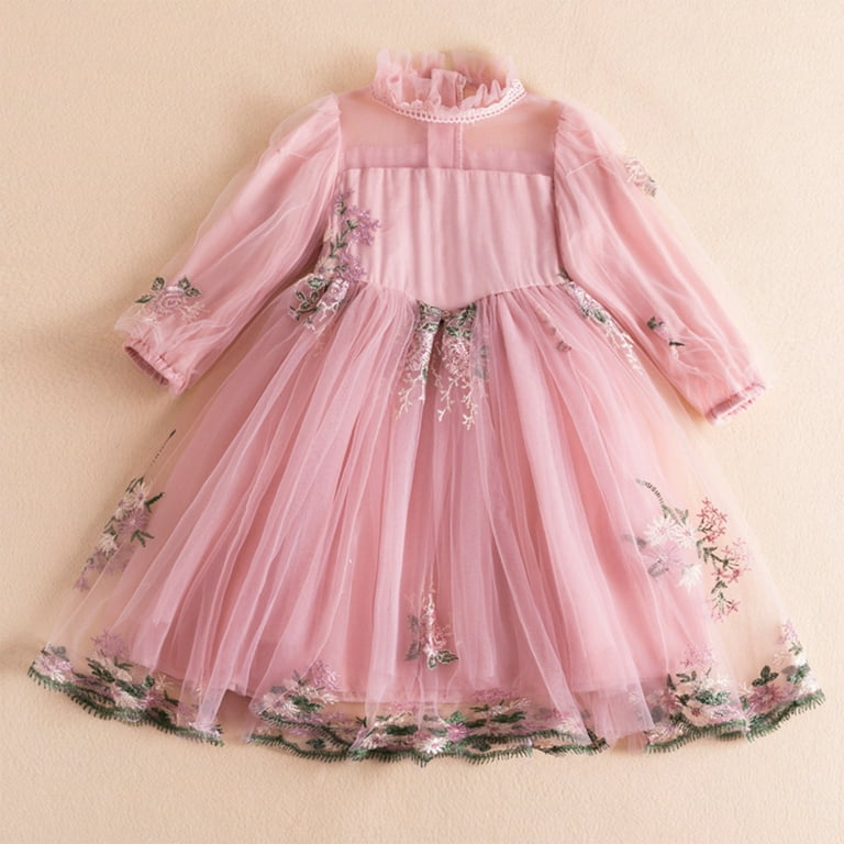 Pink Girls Stars Ruffles Frill Neck Tulle Princess Dress Pink Girls Stars Ruffles Frill Neck Tulle Princess Dress