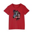 thumbnail image 1 of Levmjia Women Tops Short Seve Tshirt Cotton Round Neck Cute Cartoon Print Summer Casual for Toddr Soft Breathab Independence Day, 1 of 8
