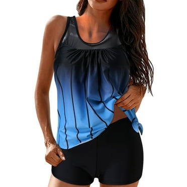 Levmjia High Waisted Tankini Sets For Women Two Piece Swimsuits Tummy Control UPF50+ Swimwear Built-In Bra Adjustable Straps Strappy Back Print Beach Pool Bathing Suits