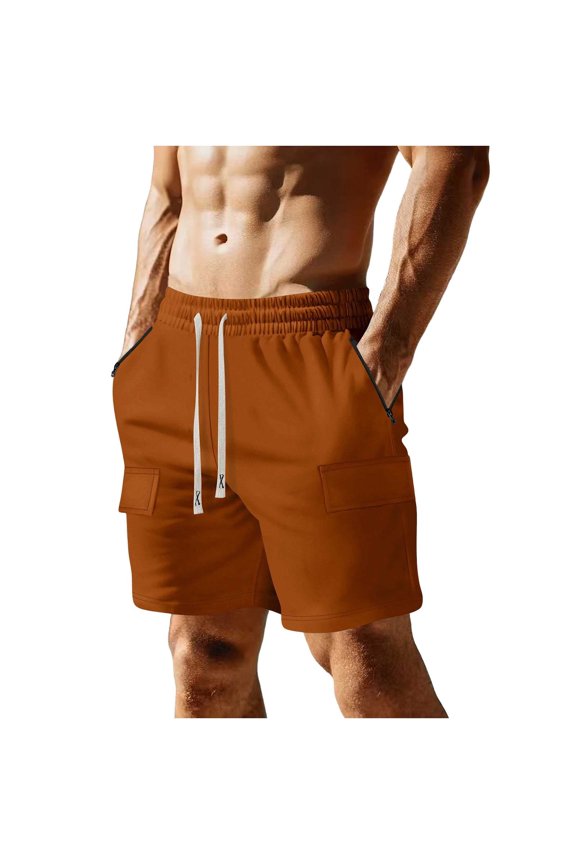 Shorts For Men Solid Color Elastic Waist With Pockets Comefortable Pants Basketball Breathable Stretchy Classic Fit Biker Trunks