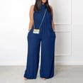 thumbnail image 1 of Levmjia Jumpsuit for Women Wide Leg Pants Casual One-Piece Jumpsuits Halter Solid Color Rompers Loose Summer, 1 of 5