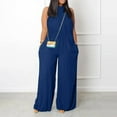 thumbnail image 2 of Generic V Neck Jumpsuits For Women Dressy Wedding Guest Plus Size Sleeveless Slip Cutout Romper Wide Leg Long Pants Rompers Elegant 2 of 14