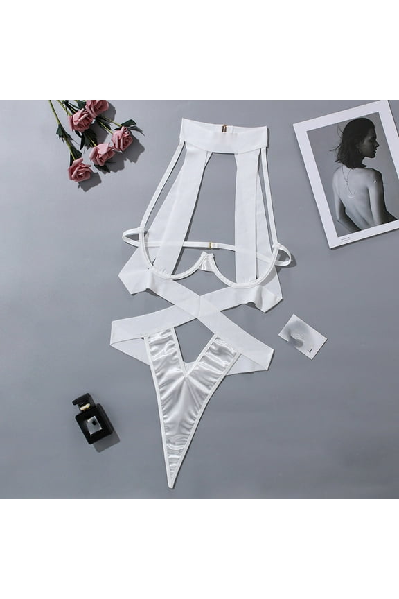 Womens Lingerie Lace for Babydoll Lace For Rompers Halter Neck Hollow Out Jumpsuit Sleepwear Bodysuit