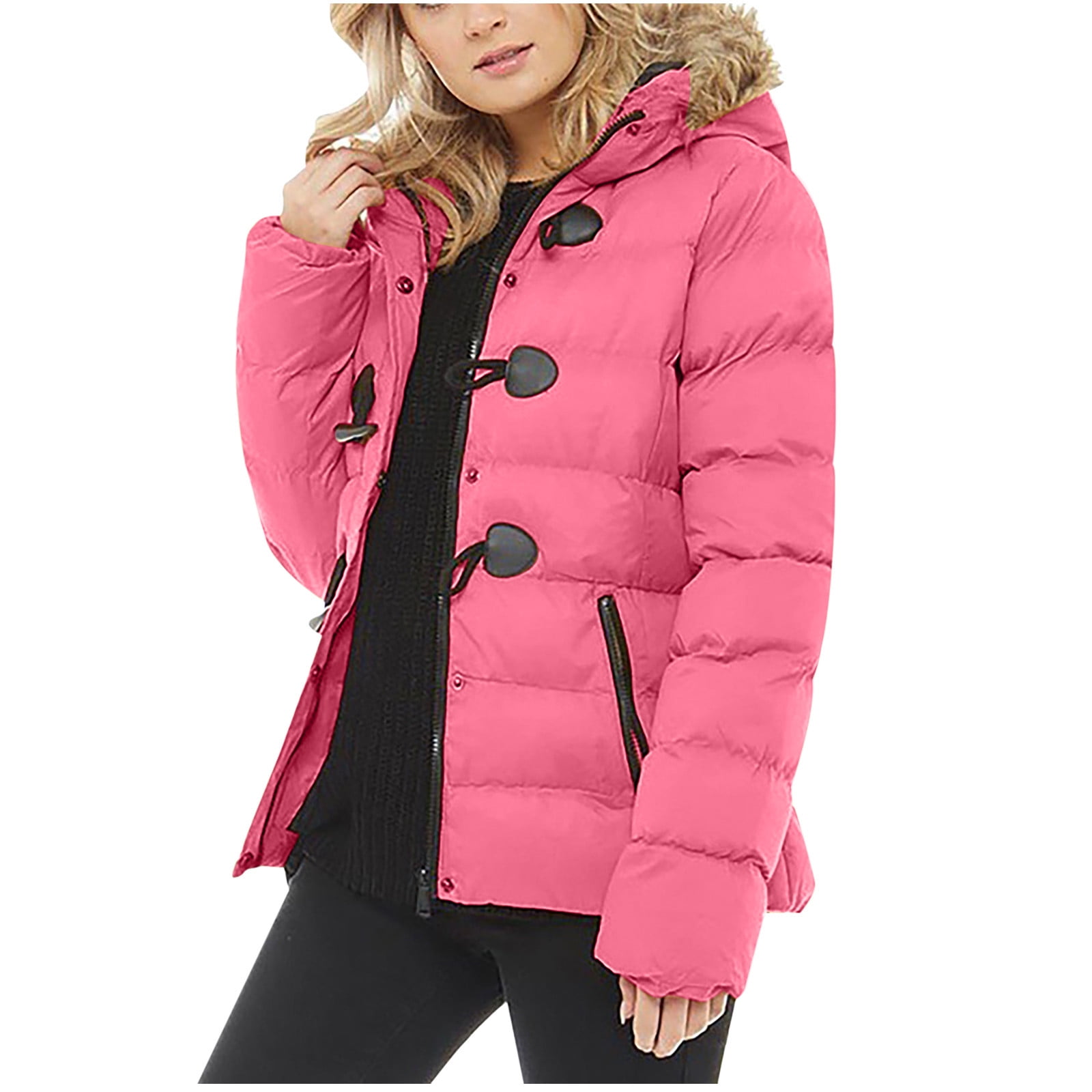 Levmjia Ladies Winter Coat Full Zipper Hooded Puffer Jacket with Pockets  Petite Women Solid Medium Long Term Loose Long Sleeve Warm Blouse Coat  Jackets 